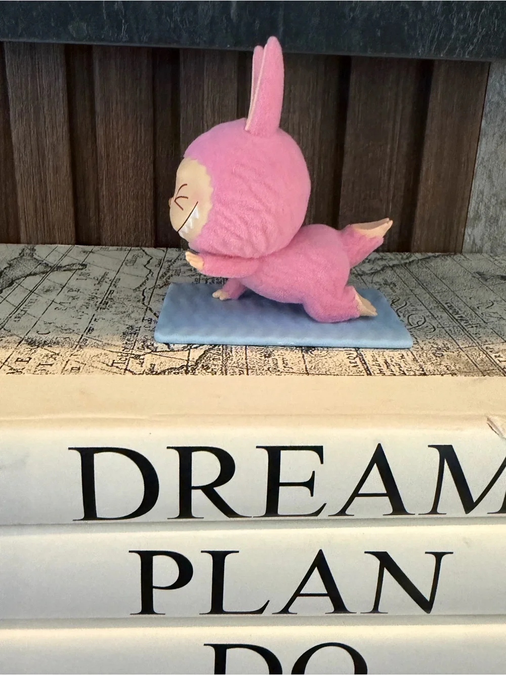 Authentic POP MART The Monsters Labubu Pink Bunny Yoga Vinyl Figure